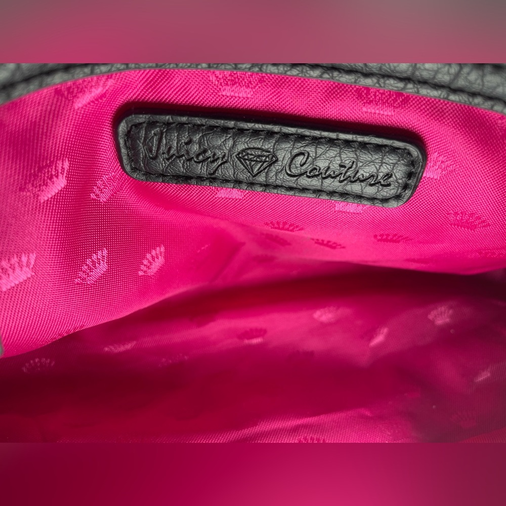 **Sold** Y2K Juicy Couture Black Leather Purse with Hot Pink Lining - Picture 15 of 15